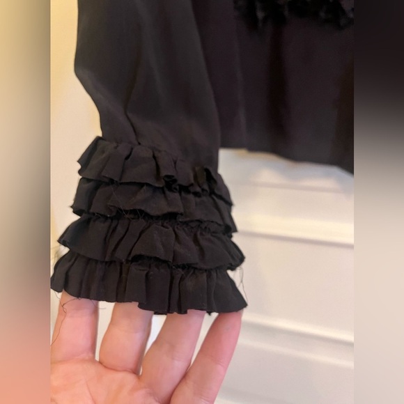 Vintage Versace Black Puff Sleeve Ruffled Blouse - Picture 2 of 8
